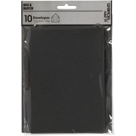 Kirjekuori, koko 11,5x16cm, 110g, musta, 10kpl/pkt