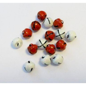 Kulkuset - 8 mm, punainen & valkoinen, 16kpl