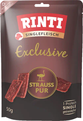Rinti Singlefleisch Exclusive – Strutsi, 50g