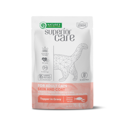 Superior Care Cat, ADULT Skin and coat, Tonnikala & Katkarapu 24x70g