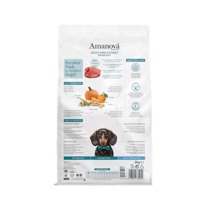 Amanova Dog Adult Mini Exigent Iberian Pork 800g, 2kg & 7kg