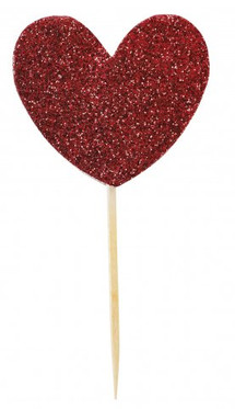 Glittersydän, punainen,12kpl