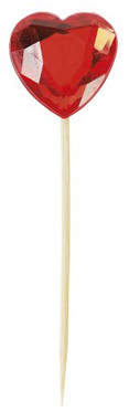 Koristelutikku, sydän, punainen, 16kpl