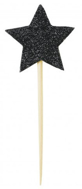 Glittertähdet, musta,12kpl