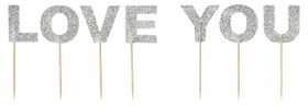 Love You-tekstija sydän, hopea