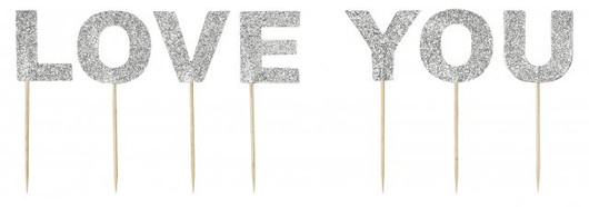 Love You-tekstija sydän, hopea