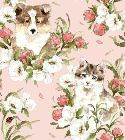 Karvaiset ystävämme -luomutrikoo vaaleanpunainen 