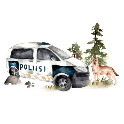 Poliisi ja koira -silityskuva