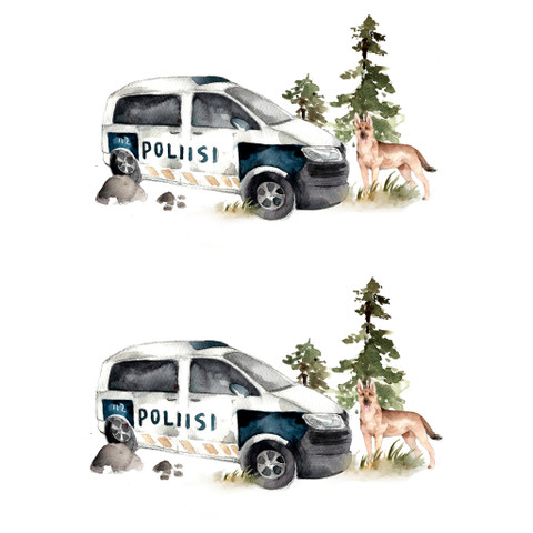2kpl Poliisi ja koira -silityskuva mini