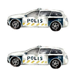 2kpl Poliisi -silityskuva  pelkkä auto mini