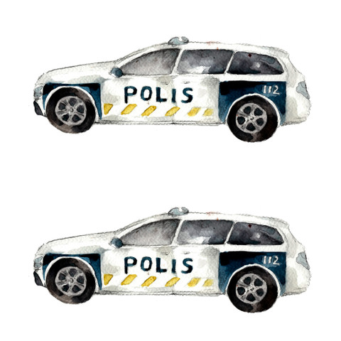 2kpl Poliisi -silityskuva  pelkkä auto mini
