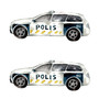 2kpl Poliisi -silityskuva  pelkkä auto mini