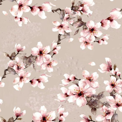 Kirsikankukat-luomutrikoo beige