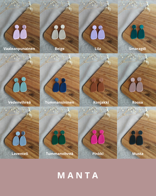 MANTA yksivärinen roikkuva korvakoru