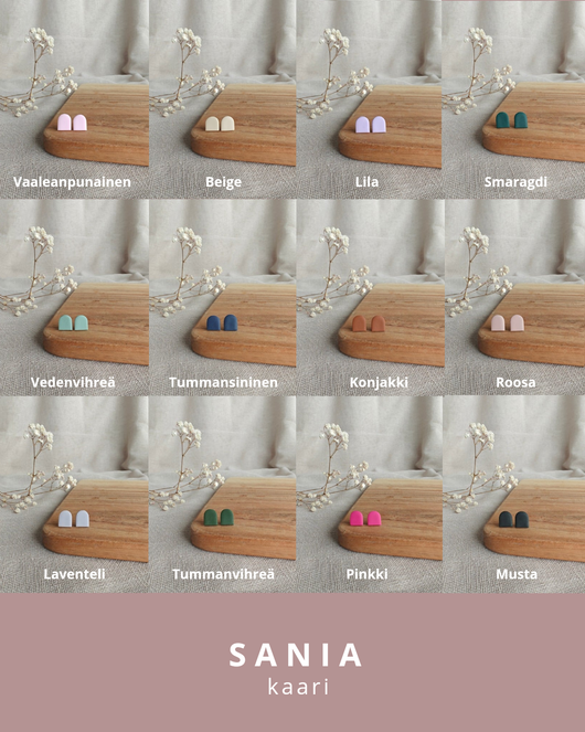 SANIA yksivärinen kaari nappikorvakoru