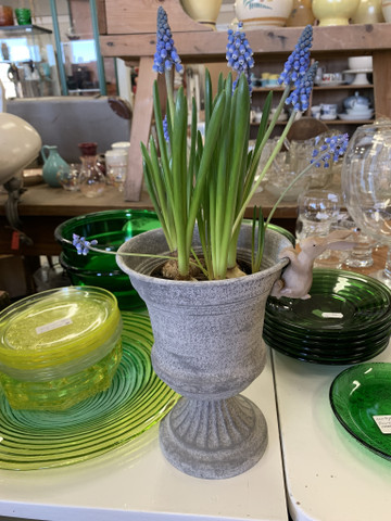 Vanhantyylinen, jalallinen sinkkimalja Chic Antiquelta, väri harmaa