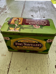 Vintage peltirasia, Ring Travellers vihreä peltipurkki