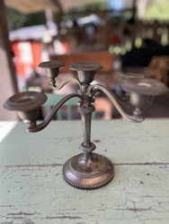 Vanha viisihaarainen kynttelikkö, painava, vanha kynttilänjalka 