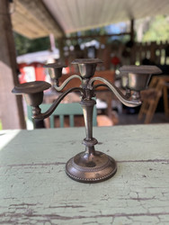 Vanha viisihaarainen kynttelikkö, painava, vanha kynttilänjalka 