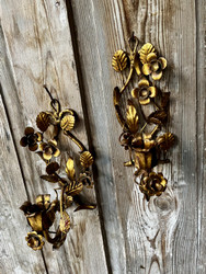 Vanhat, italialaiset kynttilälampetit, kynttilälampetti pari, seinäkynttelikkö