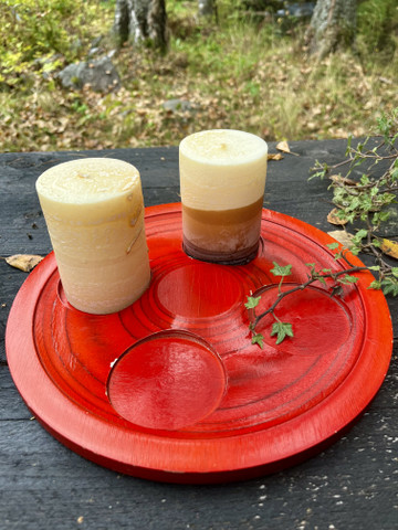 Vanha Havin kynttiläalusta, joulunpunainen kynttilätarjotin