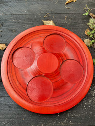 Vanha Havin kynttiläalusta, joulunpunainen kynttilätarjotin