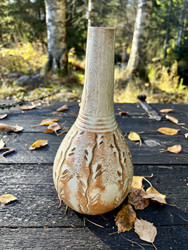 Kera Oy:n vanha keraaminen pullo, yhden kukan vaasi, maljakko