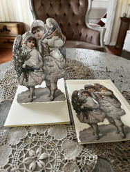 Upea, saksalainen vanhanajan joulukortti seisontatuella