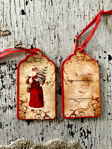 Vanerinen joulupukki aiheinen pakettikortti