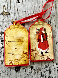 Vanerinen joulupukki aiheinen pakettikortti