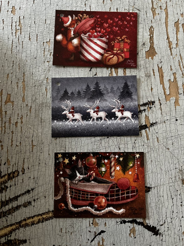 Kotimainen, jouluinen pakettikortti by Katja Saario, erilaisia