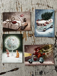 Kotimainen, jouluinen pakettikortti by Katja Saario, erilaisia