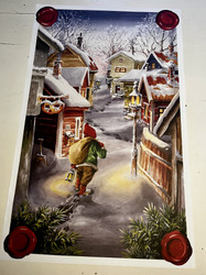 Vanhanajan joulujuliste, pöytäliina paksua paperia, ”Tonttu kujalla”