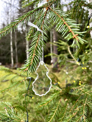 Lasikoriste, lasiprisma organzanauhassa