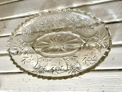 Vanha soikea tarjoilulautanen puristelasia