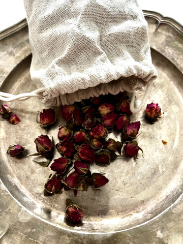 Hajustepussi 50g, ruusupotpuri pellavapussissa