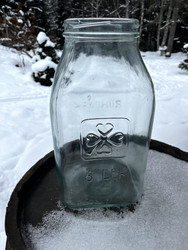 Riihimäen lasi, vihertävä suuri lasipurkki, Apila lasitölkki, 8 ltr 