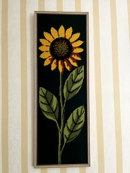 Kehystetty auringonkukka kanavatyö , auringonkukka taulu