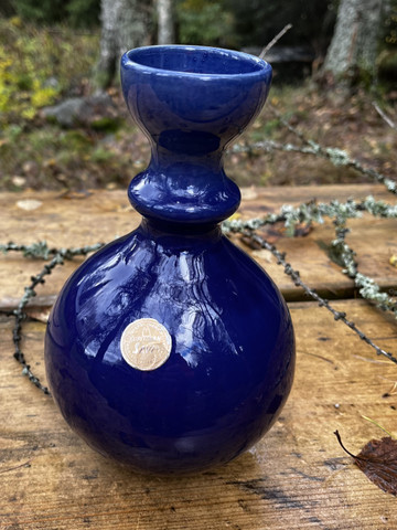 Kupittaan Savi sininen  yhden kukan vaasi, 1950-luku