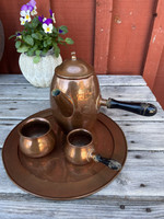 Kuparinen kaakaosetti, neljä osaa, antiikkia