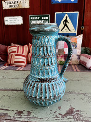 Upean turkoosi keraaminen vintage-maljakko 
