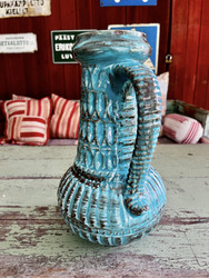 Upean turkoosi keraaminen vintage-maljakko 
