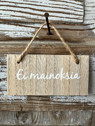 Ei mainoksia -kyltti juuttinarussa, puunvärinen, Weiste