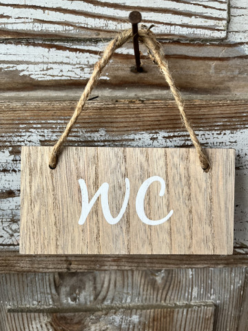 Pieni WC-kyltti, ripustuslenkki juuttinarua, Weiste