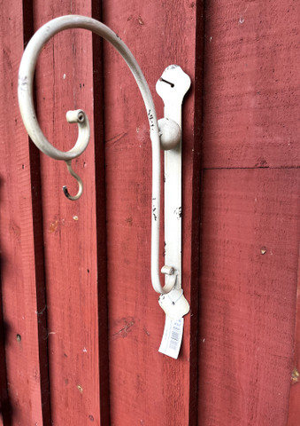 Tukeva, metallinen, luonnonvalkoinen lyhtykoukku, amppelikoukku