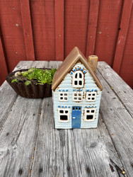 Ib Laursen, vaaleansininen, keraaminen talolyhty, Visby Blue Door