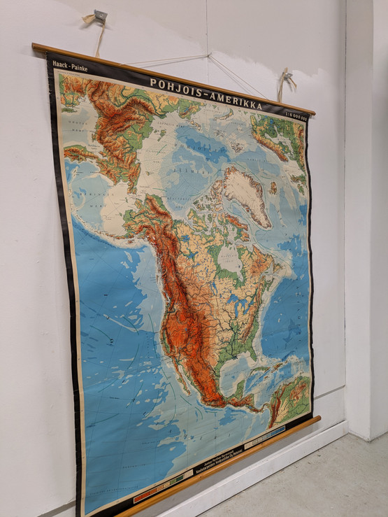 Vintage Pohjois-Amerikka koulukartta