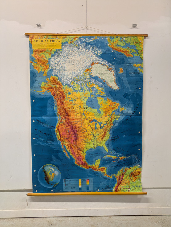 Vintage koulukartta Pohjois-Amerikka nro 6