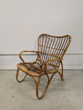 Vintage rottinkinen nojatuoli 50/60-luku