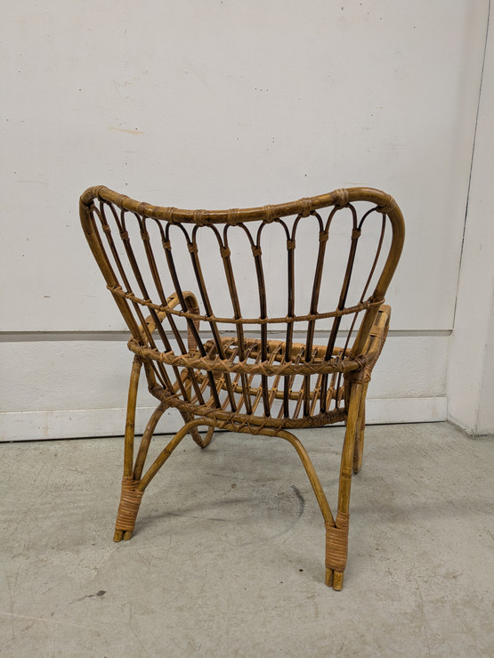 Vintage rottinkinen nojatuoli 50/60-luku